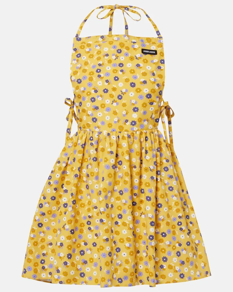 Miu Miu Minikleid aus Baumwollpopeline Gelb