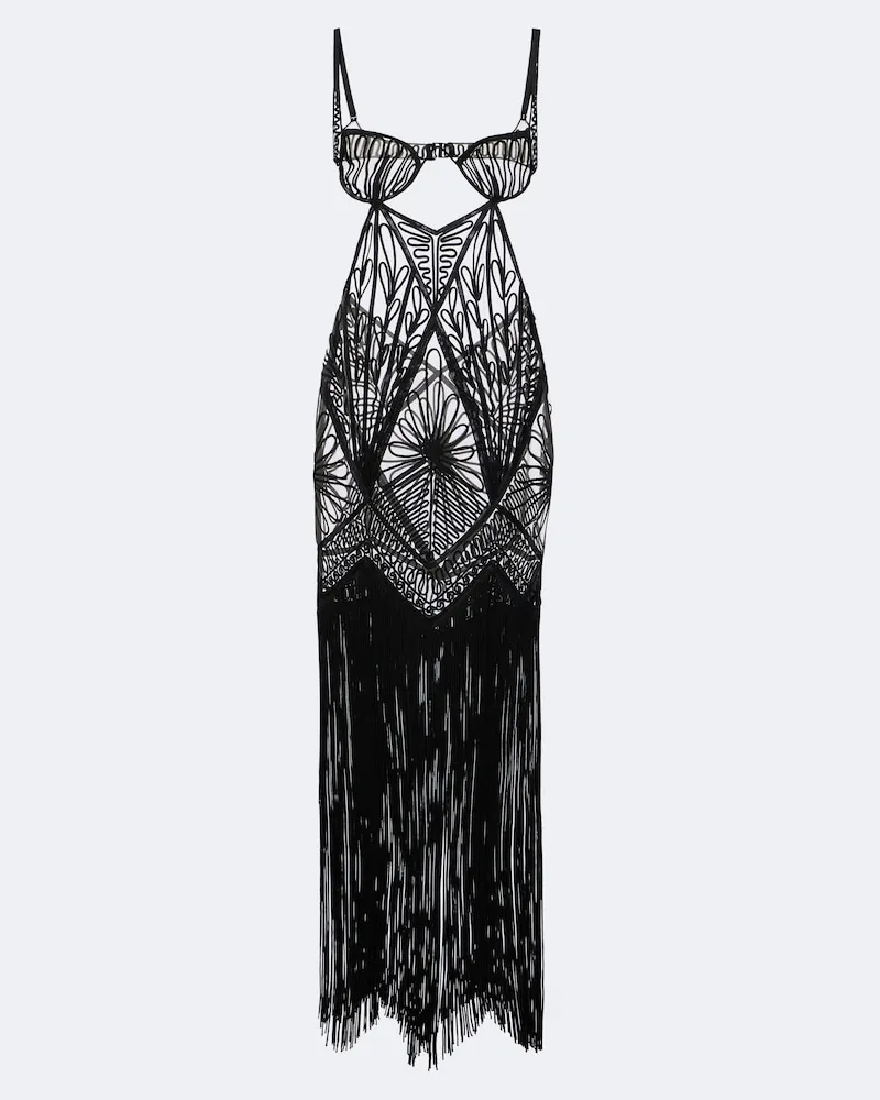 ATTICO Bustier-Kleid aus Tüll Schwarz