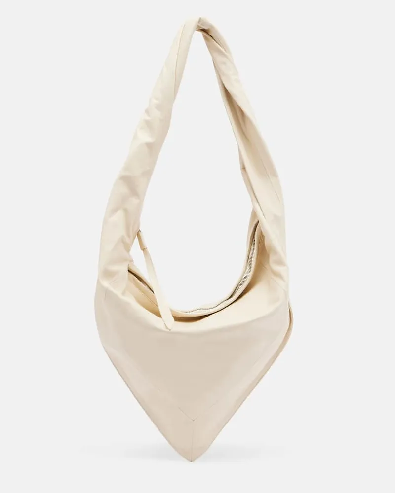 Christophe Lemaire Schultertasche Scarf Small aus Leder Weiß