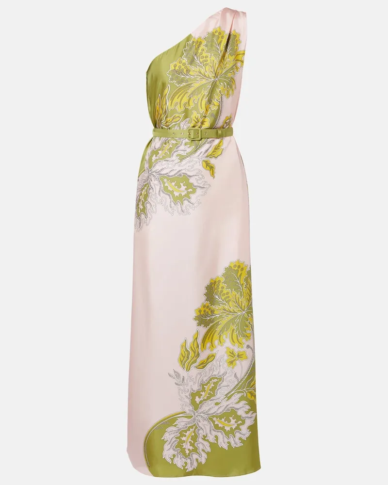 La DoubleJ One-Shoulder-Maxikleid Roy aus Seiden-Twill Rosa