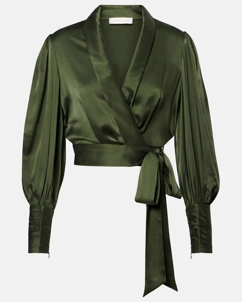 Zimmermann Wickeltop aus Seidensatin Grün