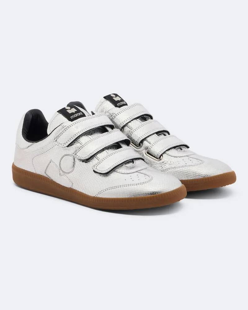 Isabel Marant Sneakers Beth aus Metallic-Leder Silber