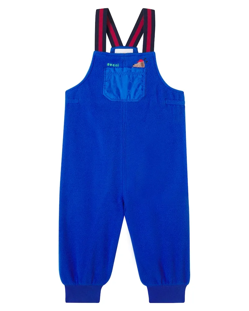 Gucci X Euan Roberts Baby Latzhose aus Fleece Blau