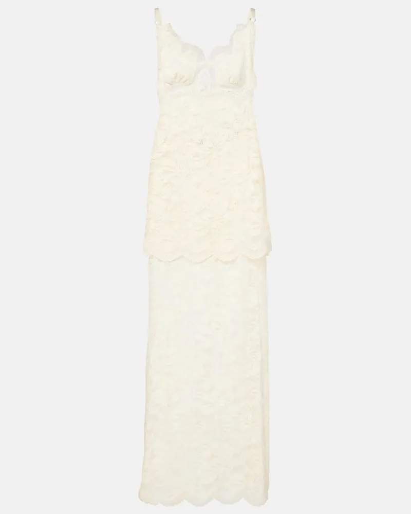 Paco Rabanne Maxikleid aus Spitze Weiß