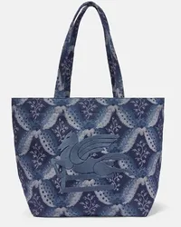 Etro Shopper Soft Trotter Medium aus Jacquard Blau