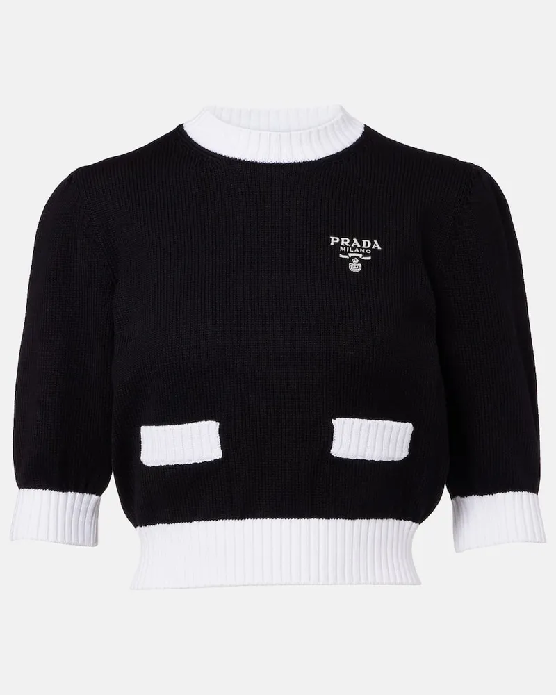 Prada Cropped-Pullover aus Baumwolle Schwarz