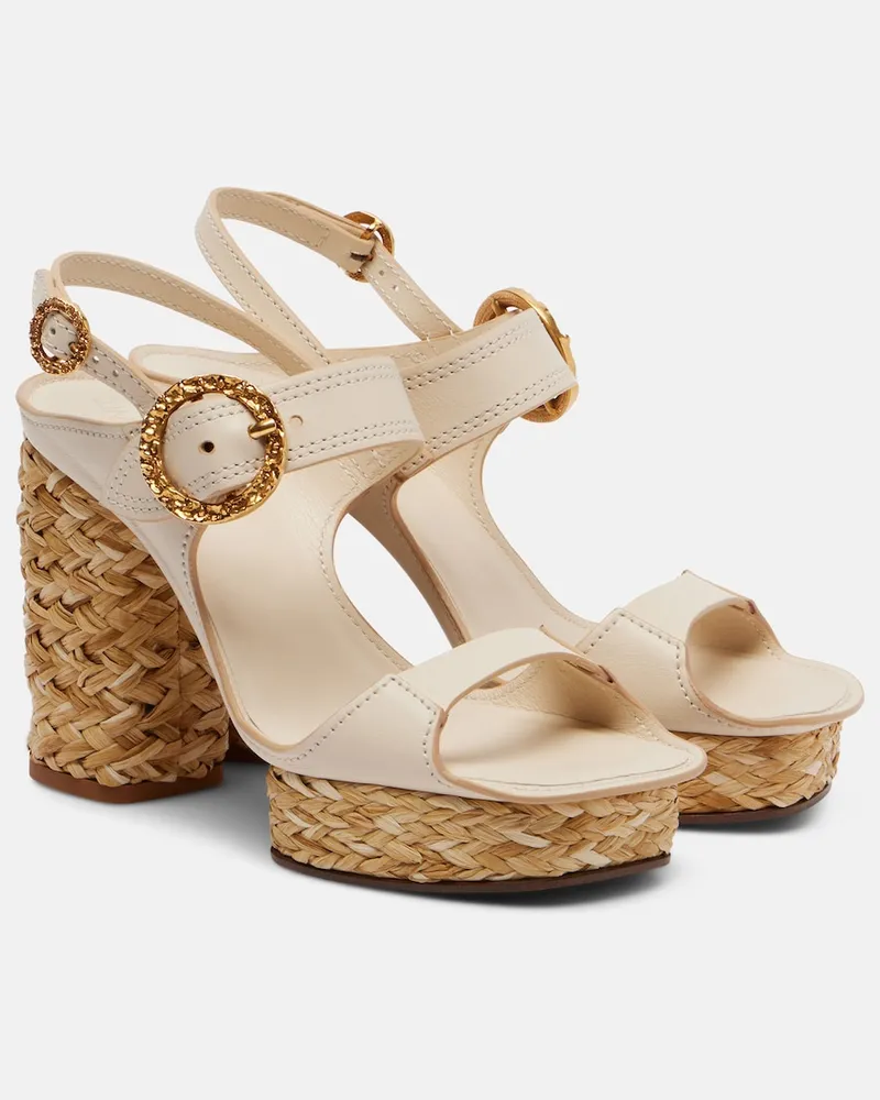 Zimmermann Slingback-Sandalen Talia aus Leder Weiß