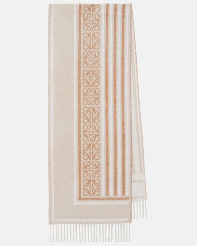 Loewe Schal Anagram aus Wolle und Kaschmir Beige