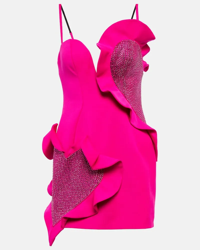 Area Minikleid aus Woll-Crêpe Rosa