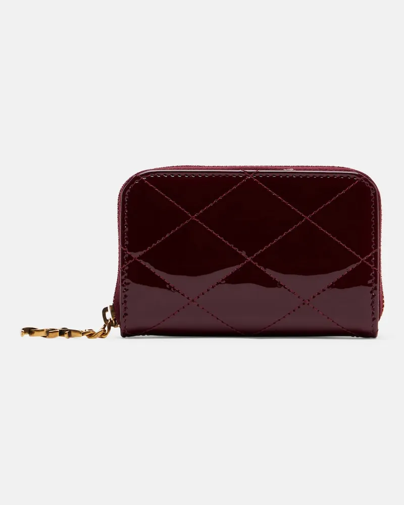Saint Laurent Portemonnaie Cassandre Bijou aus Lackleder Burgunderrot