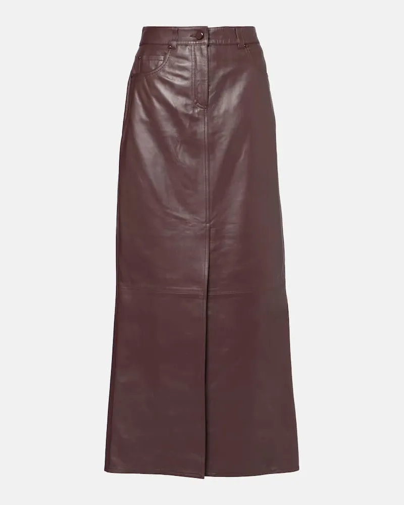 Dorothee Schumacher Midirock Sleek Statement aus Leder Burgund