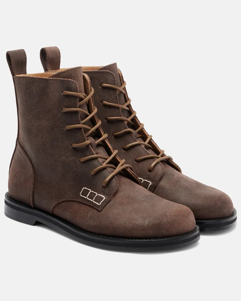 J.W.Anderson Schnürstiefel aus Veloursleder Braun