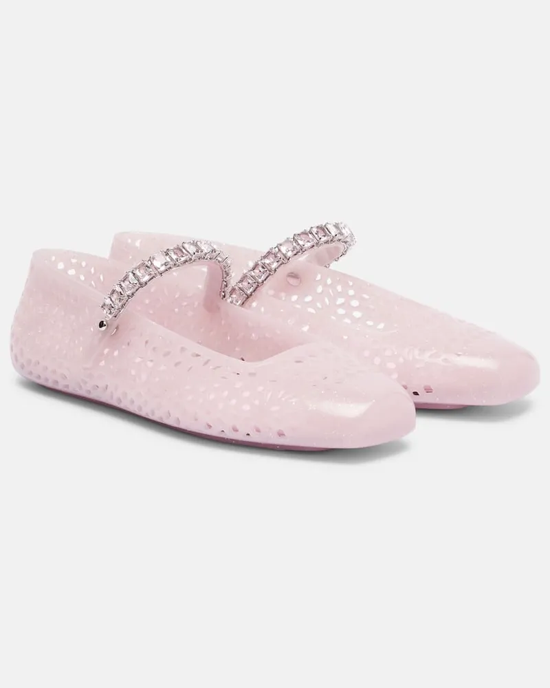 Jimmy Choo Mary-Jane-Ballerinas Jelly mit kristallen Rosa
