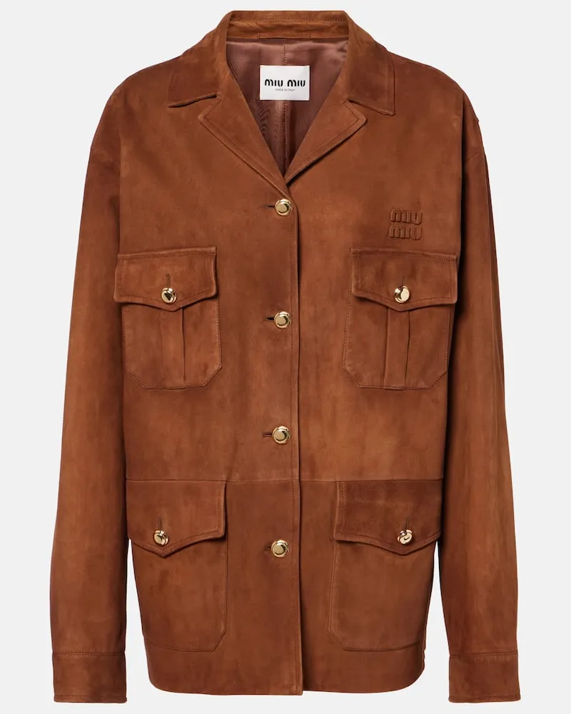 Miu Miu Jacke aus Veloursleder Braun