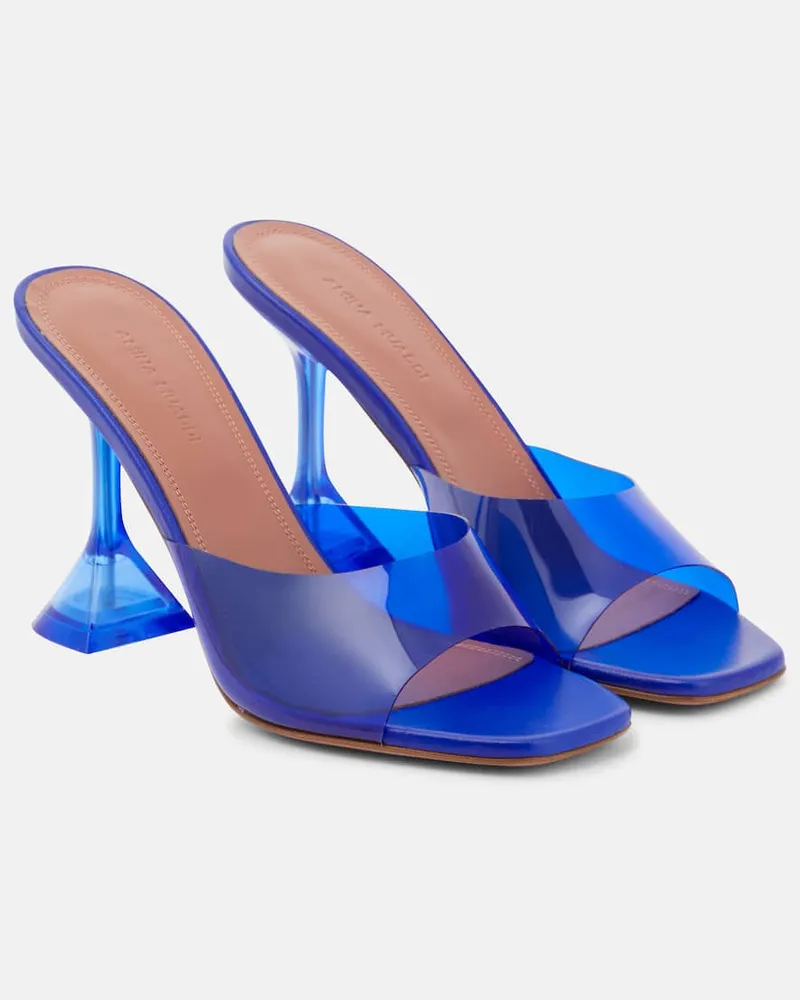 Amina Muaddi Pantoletten Lupita mit Leder Blau