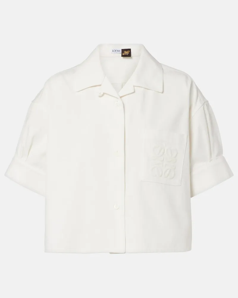 Loewe Paula's Ibiza Cropped-Hemd Anagram aus Denim Weiß