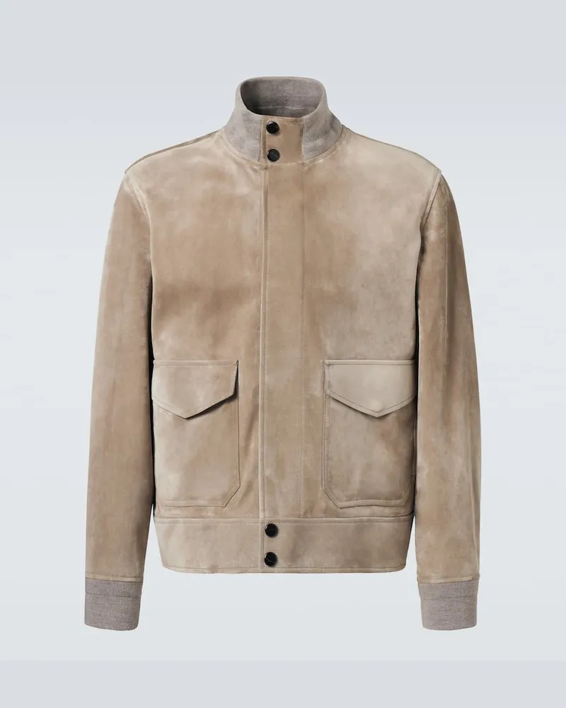 Dunhill Jacke aus Veloursleder Grau