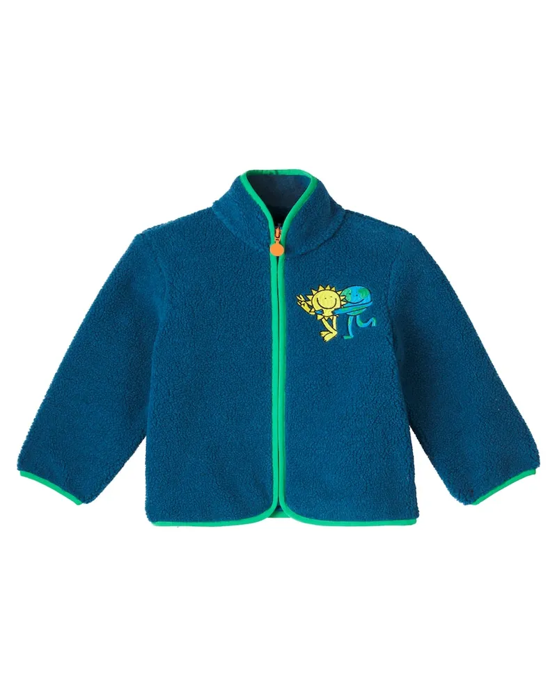 Stella McCartney Kids Bestickte Jacke aus Fleece Blau
