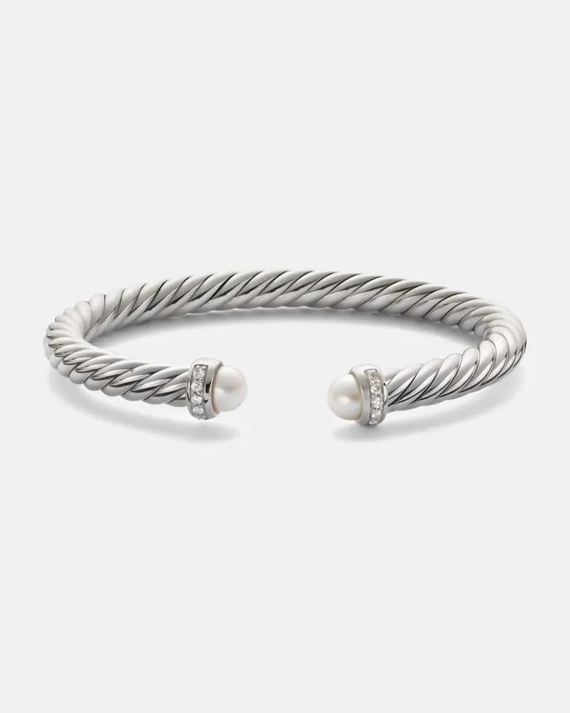 David Yurman Armreif Cable Flex® aus Sterlingsilber mit Diamanten und Süßwasserperlen Silber