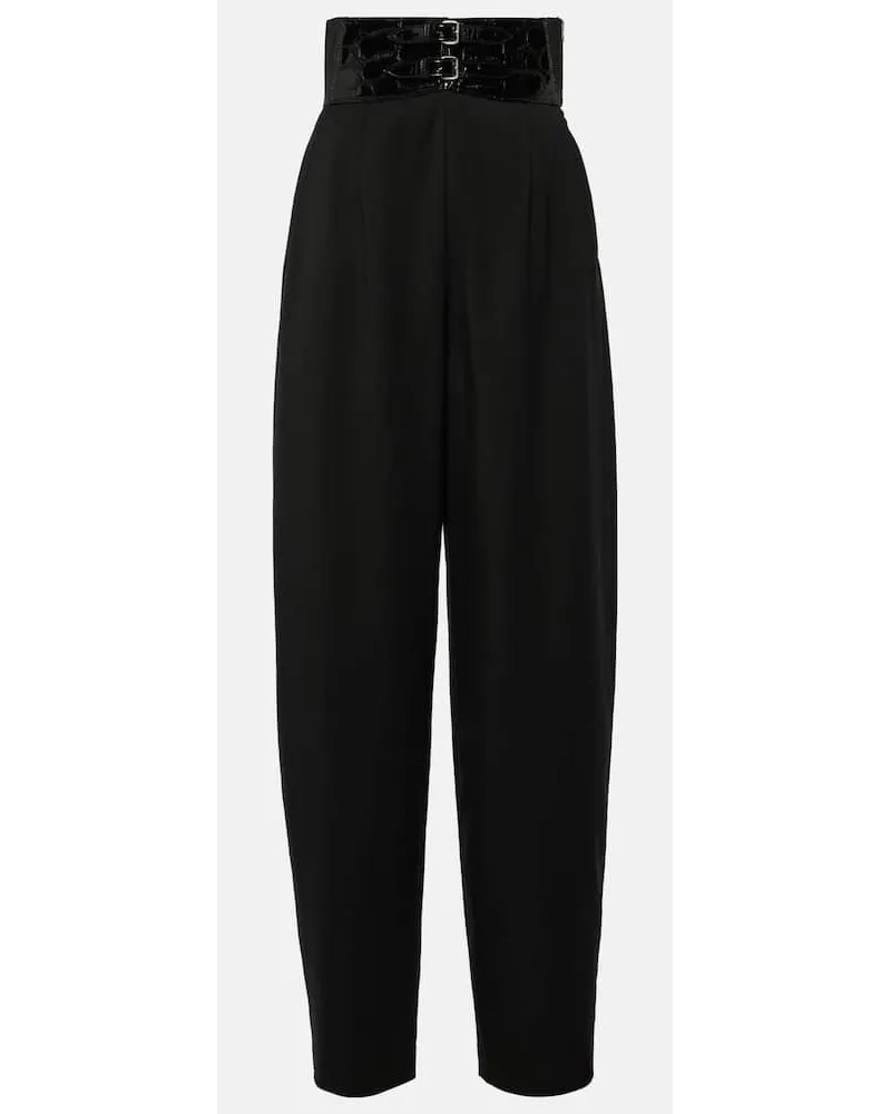 Alaïa Alaïa Weite High-Rise-Hose aus Wolle Schwarz