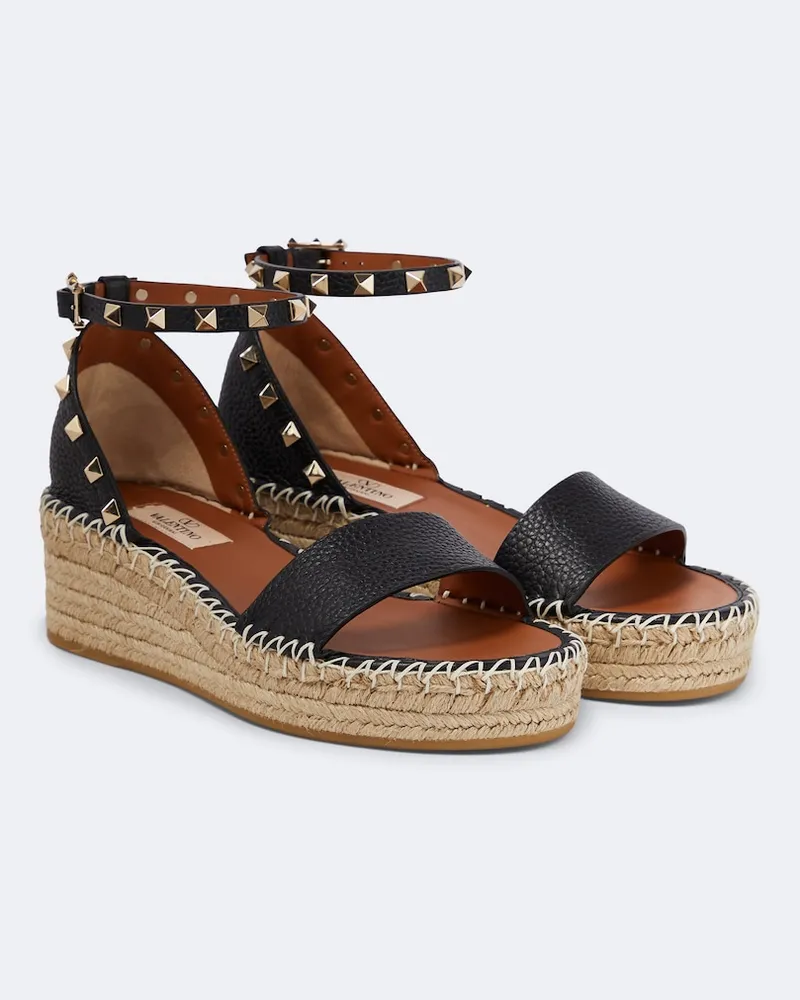 Valentino Garavani Espadrille-Sandalen Rockstud aus Leder Beige