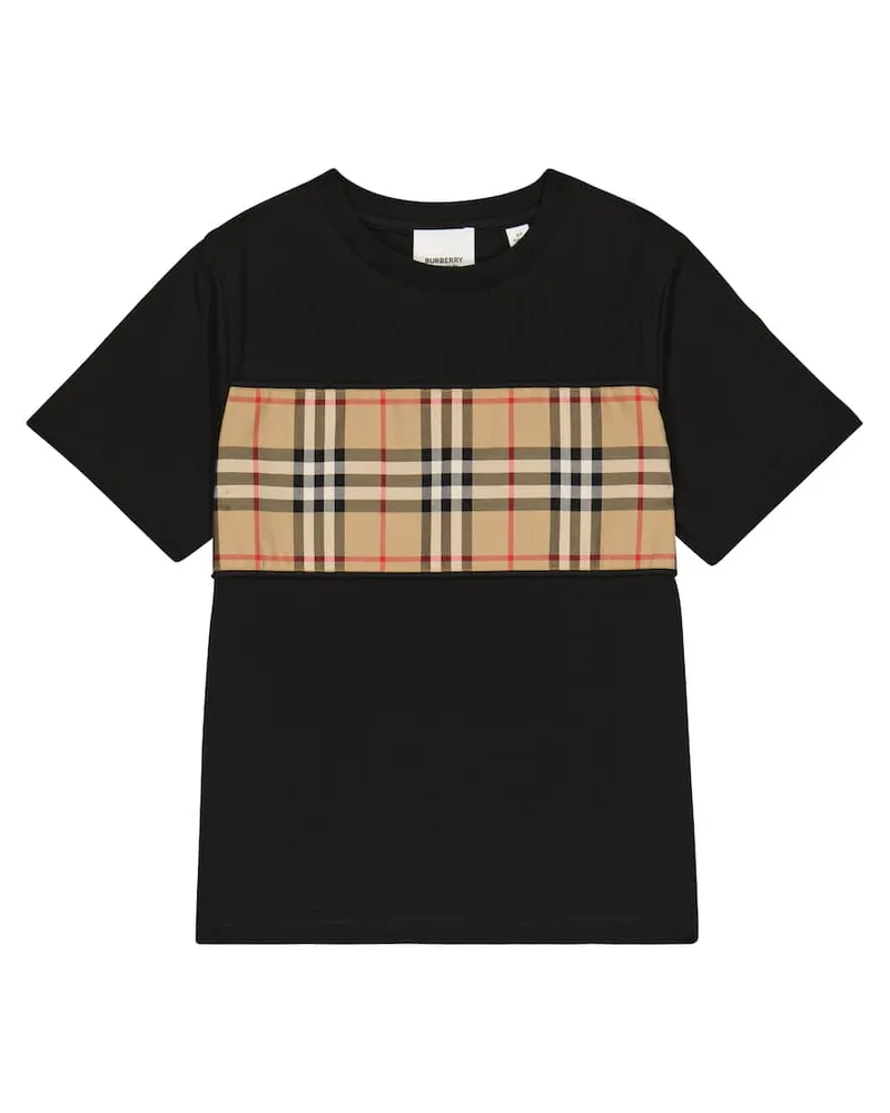 Burberry T-Shirt Vintage Check aus Jersey Schwarz