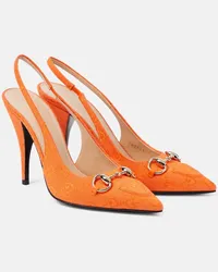 Gucci Slingback-Pumps Horsebit GG aus Canvas Orange