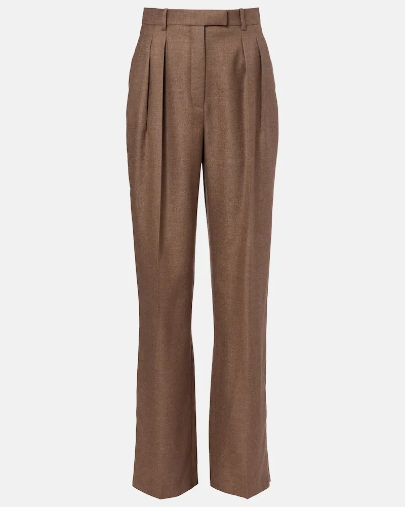 Loro Piana Weite Hose Chad aus Kaschmir und Seide Beige