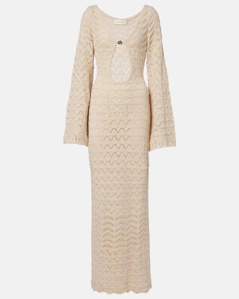 BANANHOT Maxikleid Rey aus Häkelstrick Beige