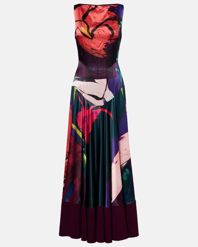 Roksanda Ilincic Bedruckte Robe Munir aus Seidensatin Multicolor