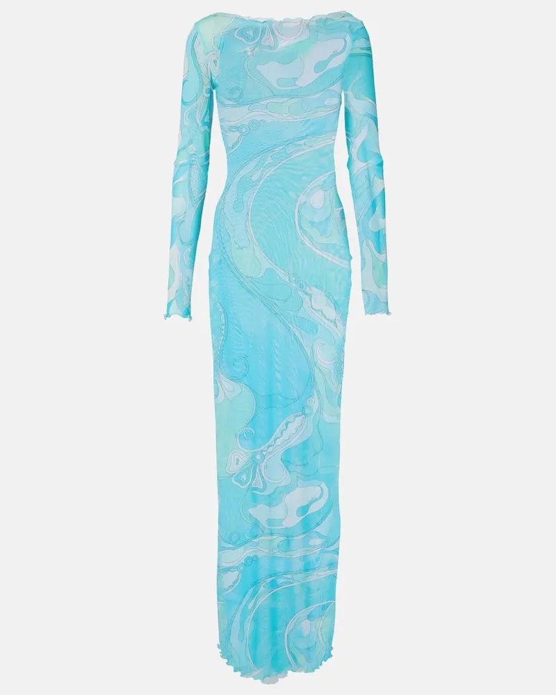 Emilio Pucci Maxikleid Orchidee Blau
