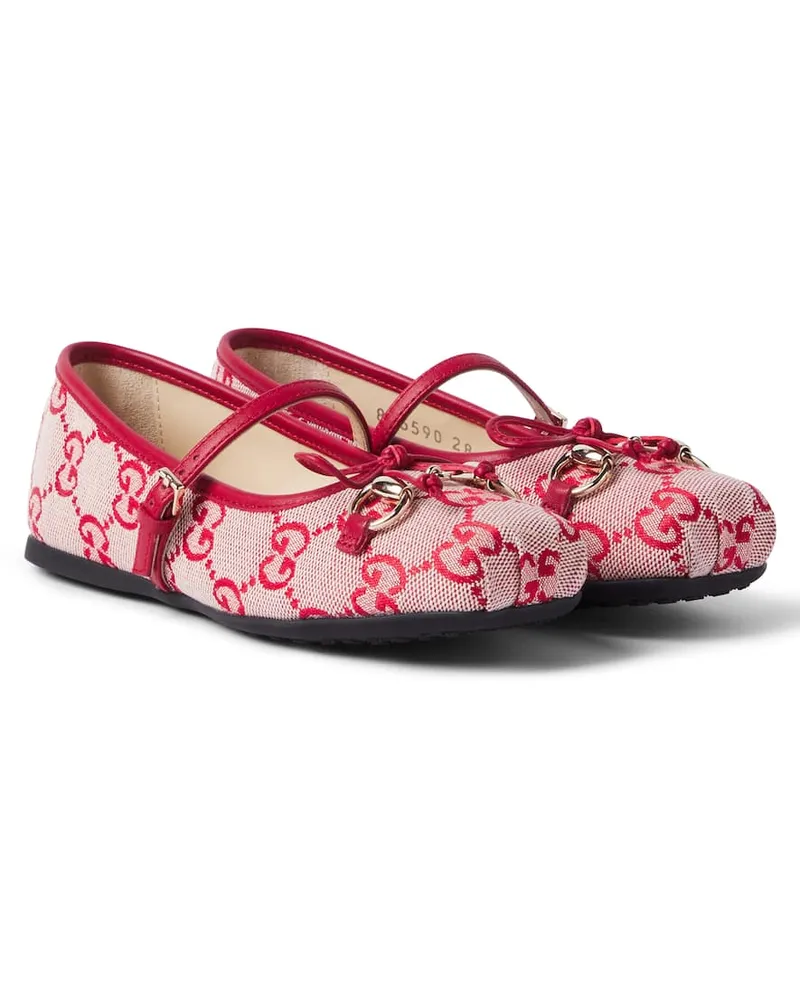 Gucci Mary-Jane-Ballerinas GG Horsebit Rot
