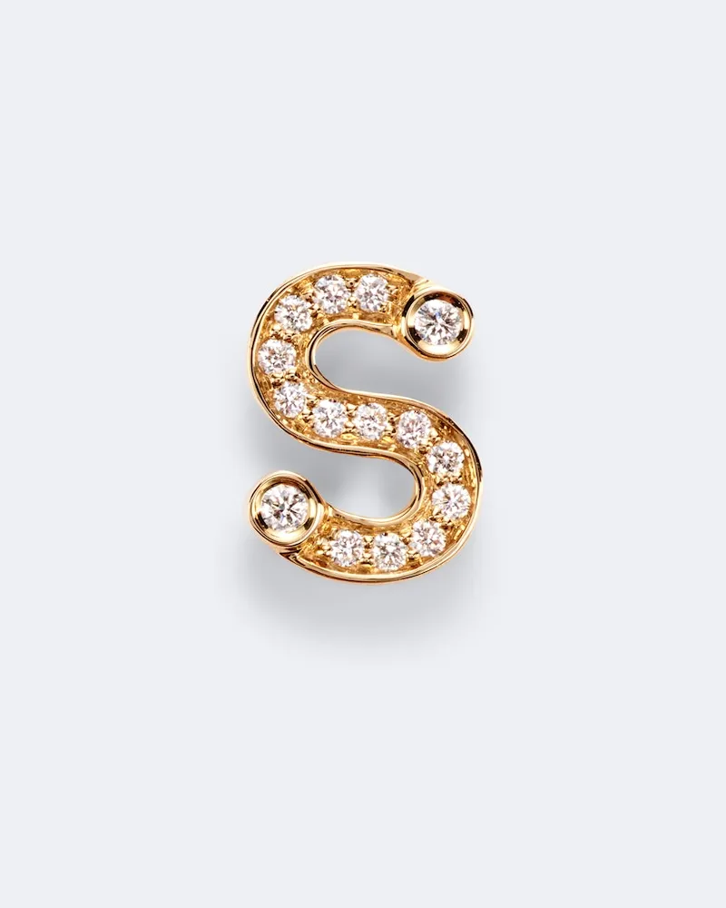 Sophie Bille Brahe Einzelner Ohrring Initial Petite S aus 18kt Gelbgold mit Diamanten Gold