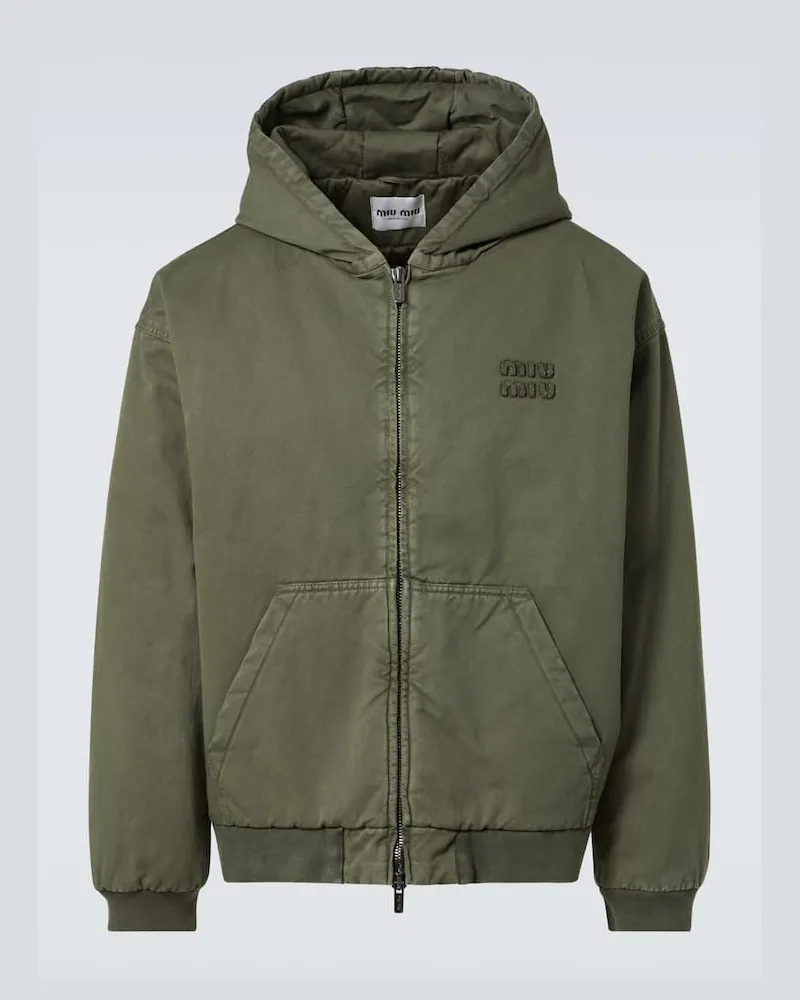 Miu Miu Kapuzenjacke aus Baumwoll-Gabardine Grün