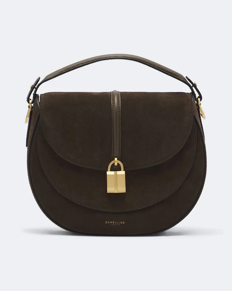 DeMELLIER Henkeltasche Siena Saddle Small aus Veloursleder Braun