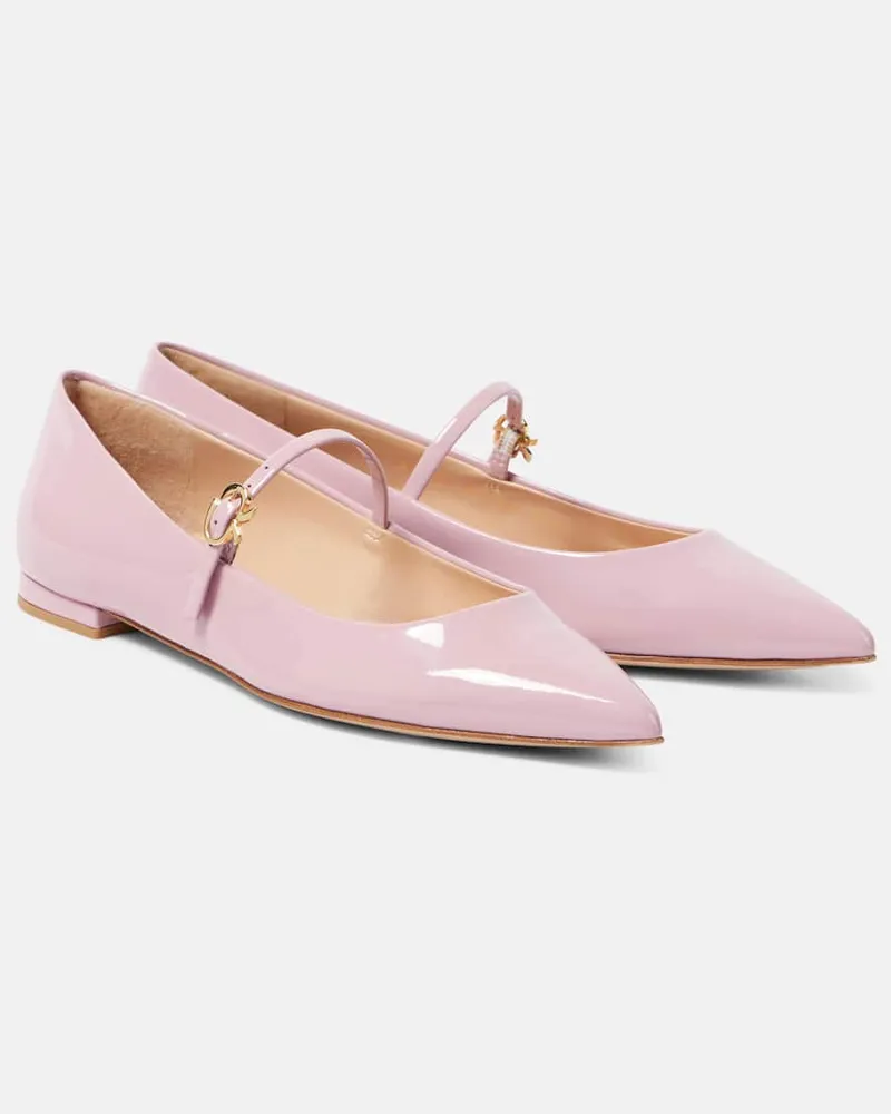 Gianvito Rossi Mary-Jane-Ballerinas Ribbon Jane 05 aus Lackleder Rosa