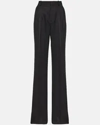 Saint Laurent Weite High-Rise-Hose aus Wolle Schwarz