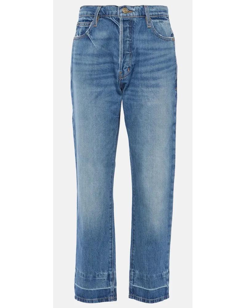 Frame Denim High-Rise Straight Jeans Le Mec Blau