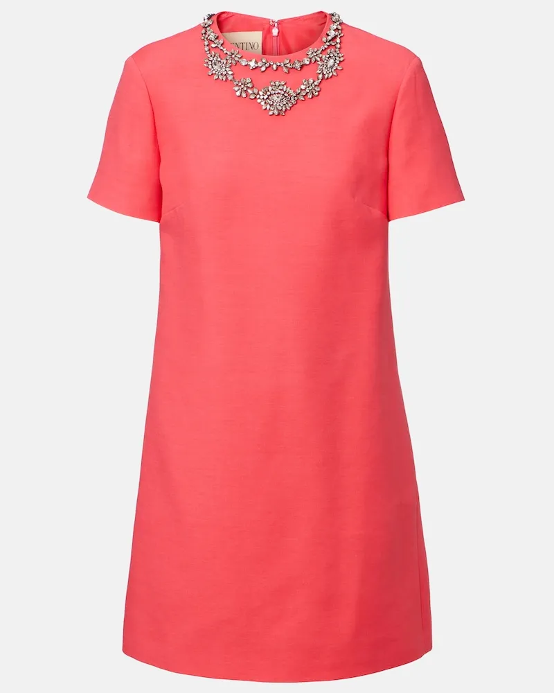 Valentino Garavani Verziertes Minikleid aus Crêpe Couture Rosa