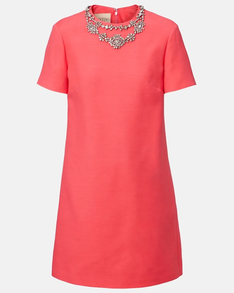 Valentino Garavani Verziertes Minikleid aus Crêpe Couture Rosa