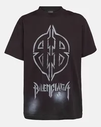 Balenciaga Oversize-T-Shirt Metal BB aus Baumwoll-Jersey Schwarz