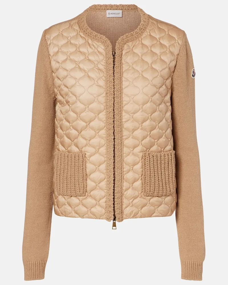 Moncler Daunenjacke aus einem Baumwollgemisch Beige