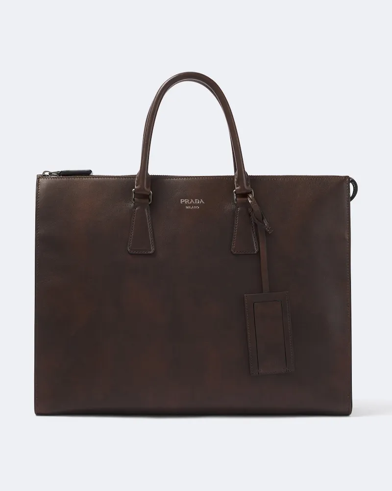 Prada Aktentasche aus Leder Braun