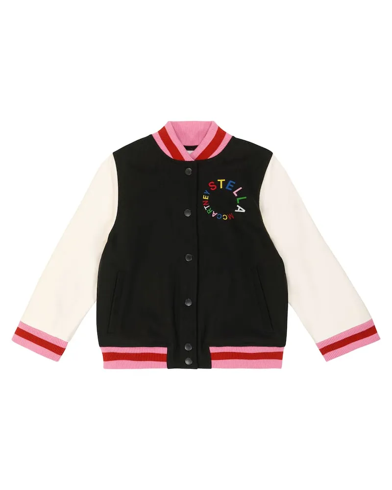 Stella McCartney Kids Collegejacke aus einem Wollgemisch Schwarz