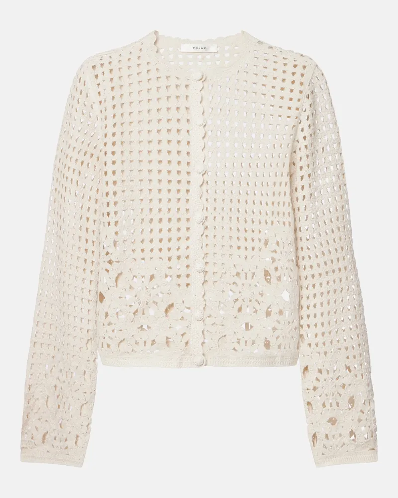 Frame Denim Cardigan Postcard aus Häkelstrick Weiß