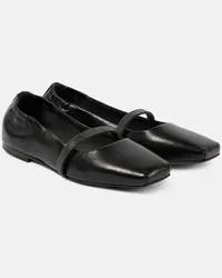 Brunello Cucinelli Verzierte Ballerinas aus Leder Schwarz