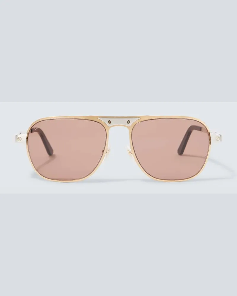 Cartier Eckige Sonnenbrille Santos De Cartier Braun