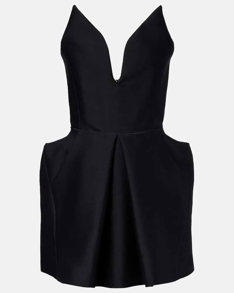 Maticevski Minikleid Le Petite aus Wolle und Seide Schwarz