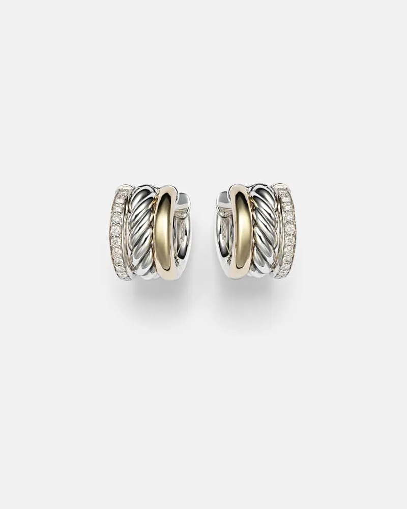David Yurman Ohrringe DY Mercer® aus 18kt Gelbgold und Sterlingsilber mit Diamanten Silber