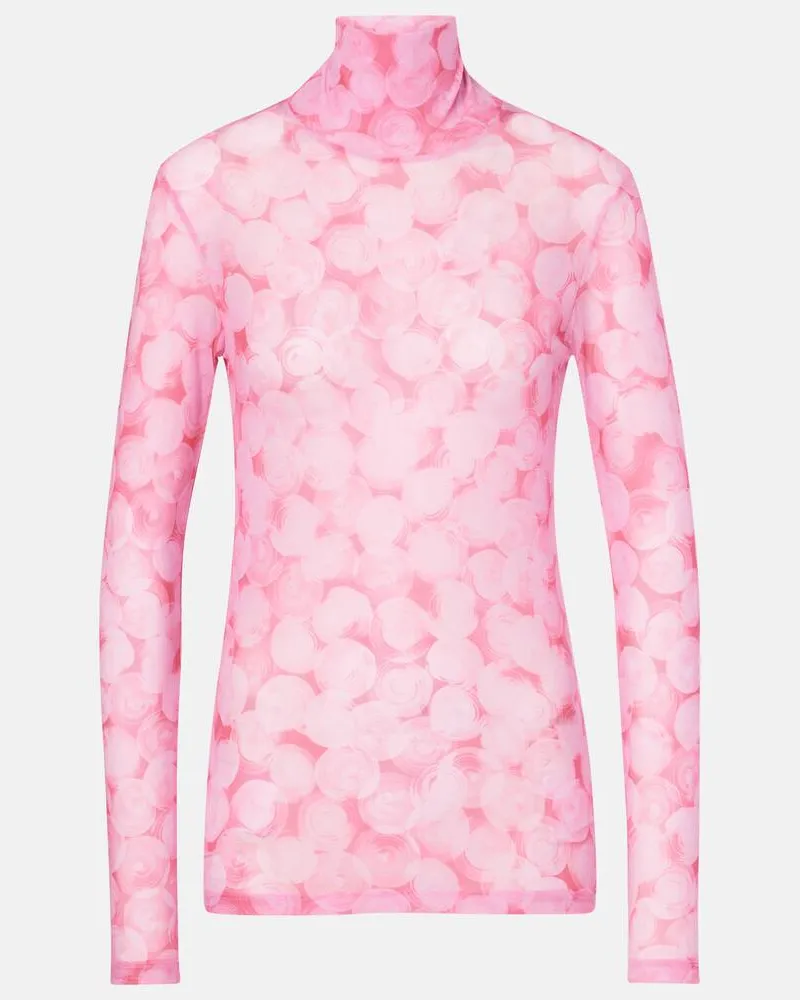 Dries van Noten Bedrucktes Top aus Jersey Pink